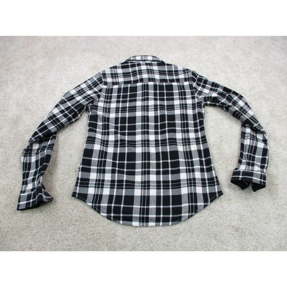 North Face Shirt Women Small Black White Flannel Plaid Outdoor Casual Button Up - Picture 7 of 11